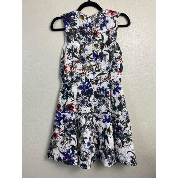 Rebecca Taylor Silk Blend Matelasse Floral Print Skater Dress Size 4 Fit & Flare - Picture 4 of 16